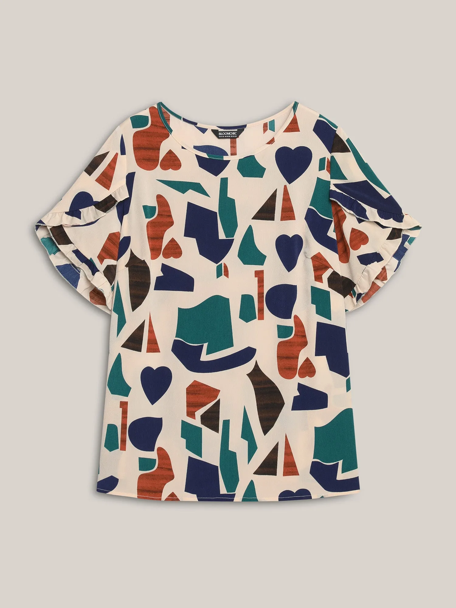 Abstract Print Round Neck Half Sleeve Shirt sold by Bloomchic product image thumbnail 5
