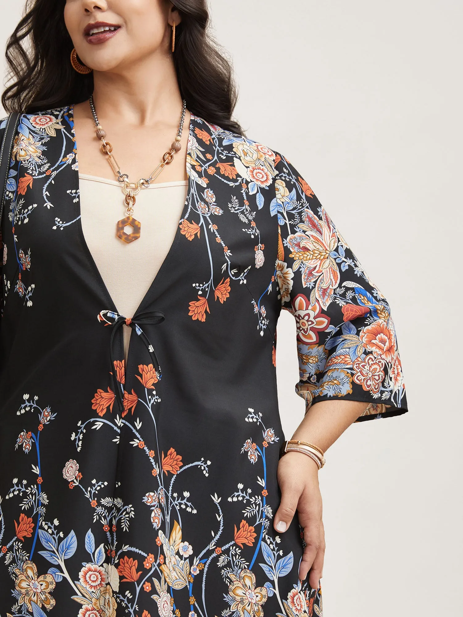 Romantic Floral Print Vacation Kimono Cardigan sold by Bloomchic product image thumbnail 4