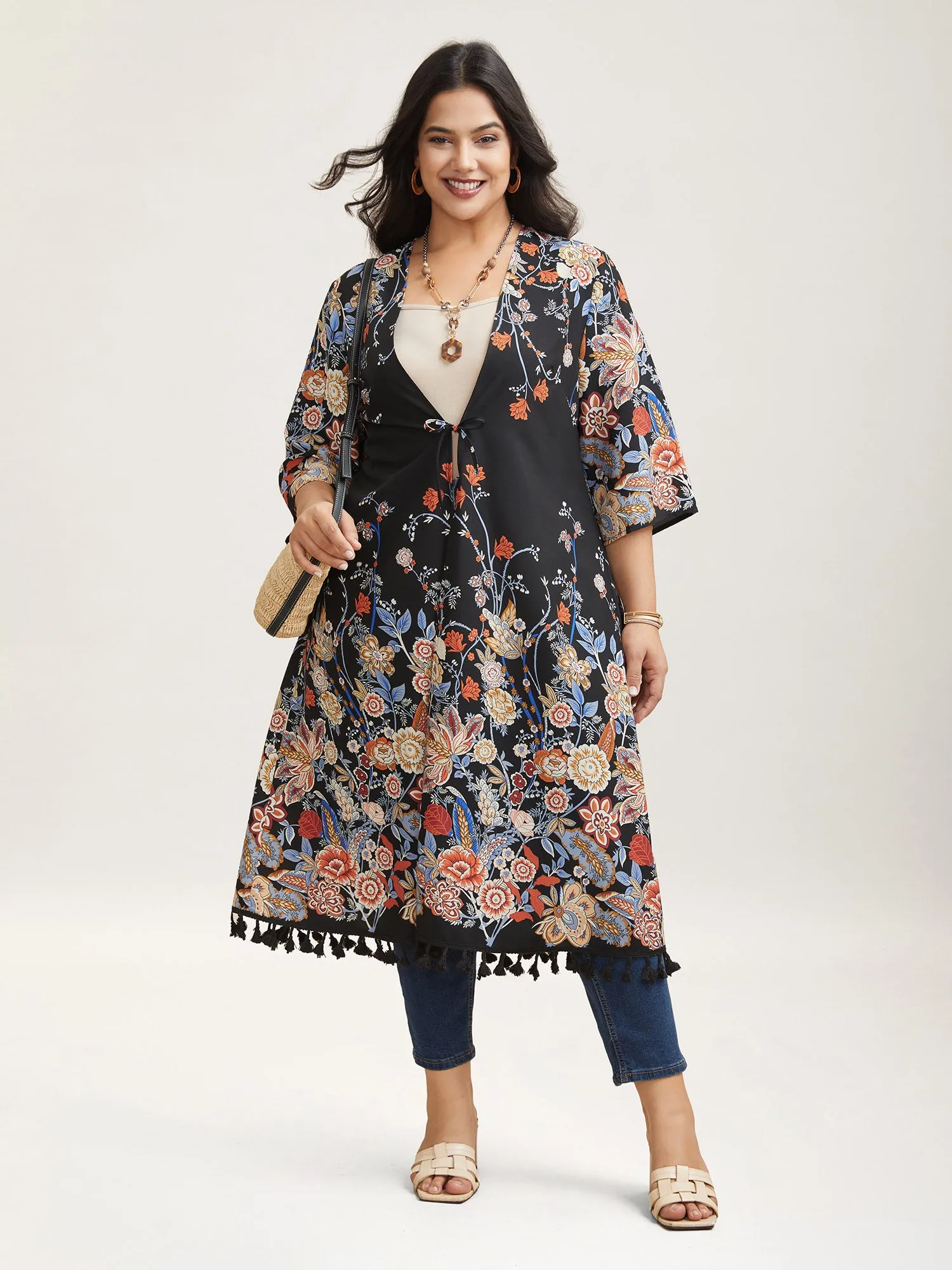Romantic Floral Print Vacation Kimono Cardigan sold by Bloomchic product image thumbnail 2