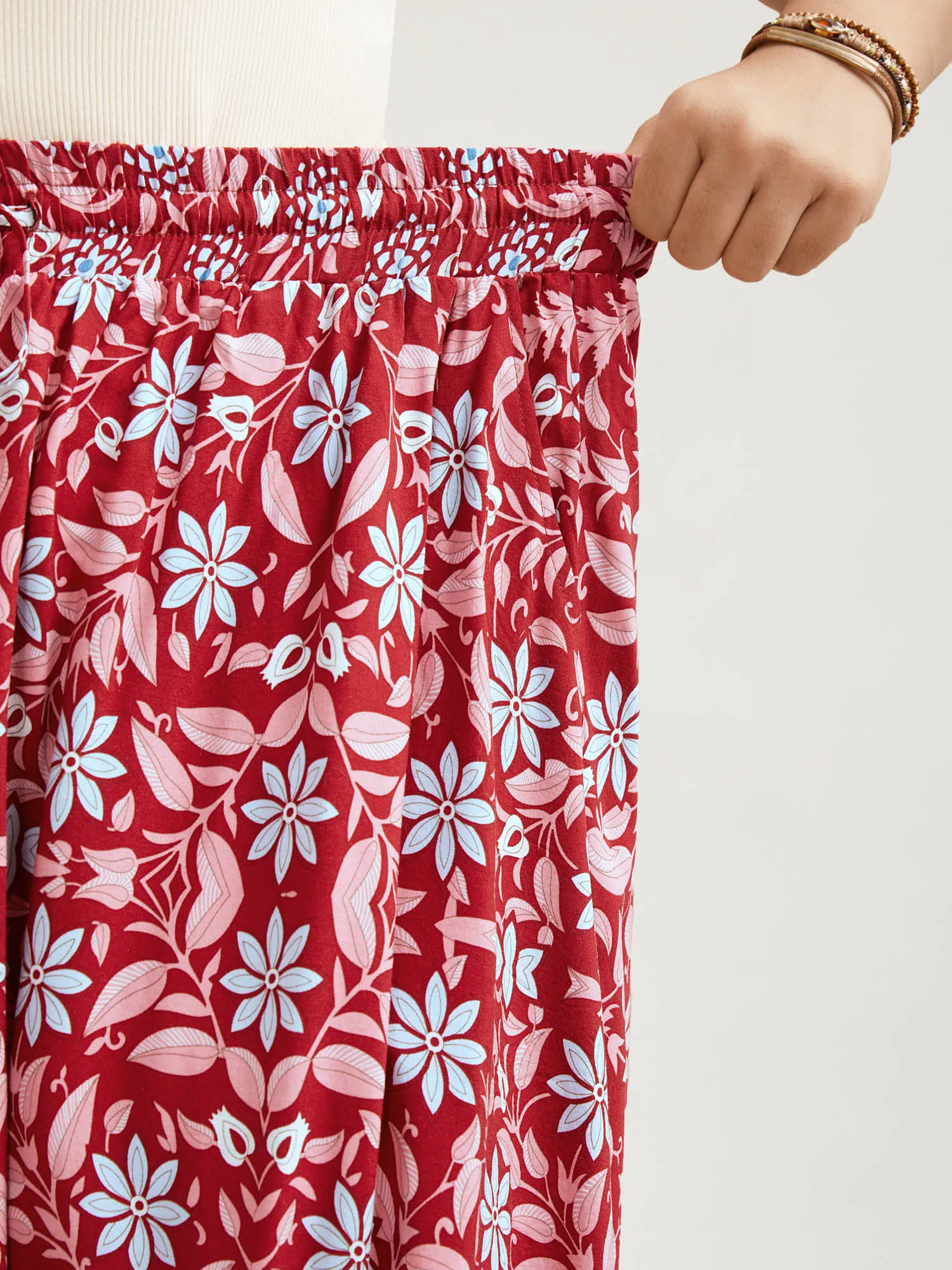 Spring Floral Fusion Panelled Tiered Skirt sold by Bloomchic product image thumbnail 4