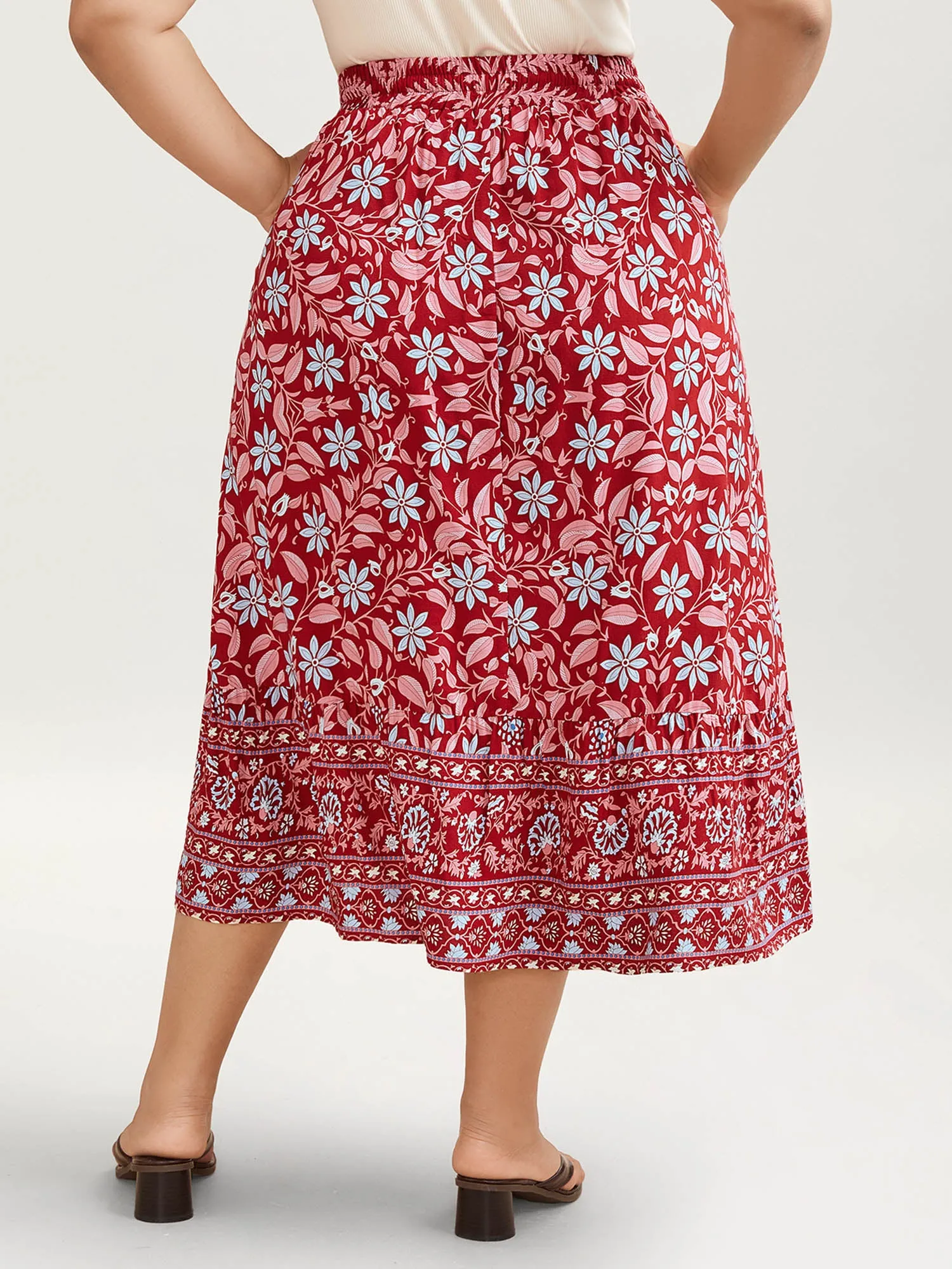 Spring Floral Fusion Panelled Tiered Skirt sold by Bloomchic product image thumbnail 5