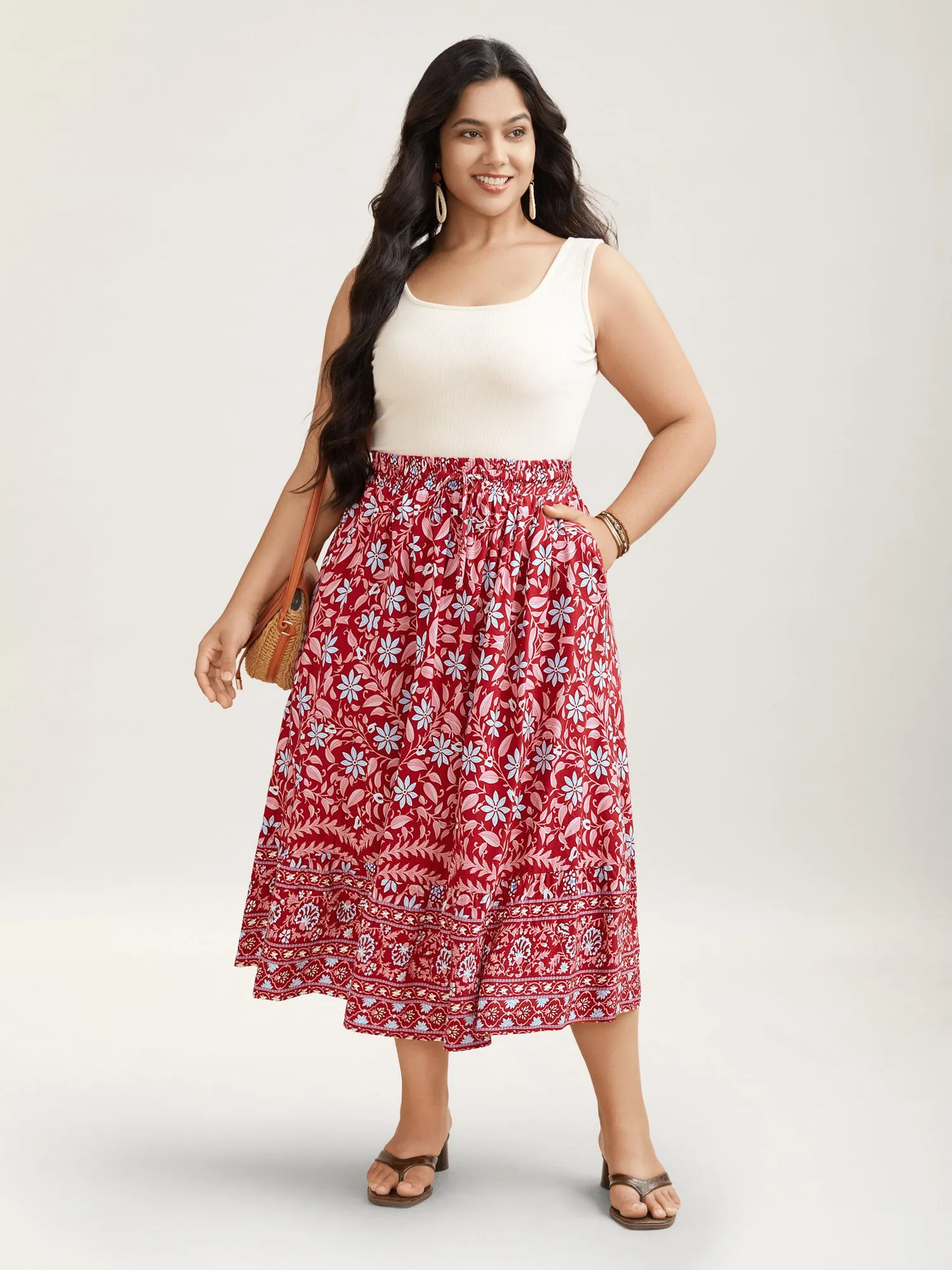 Spring Floral Fusion Panelled Tiered Skirt sold by Bloomchic product image thumbnail 2