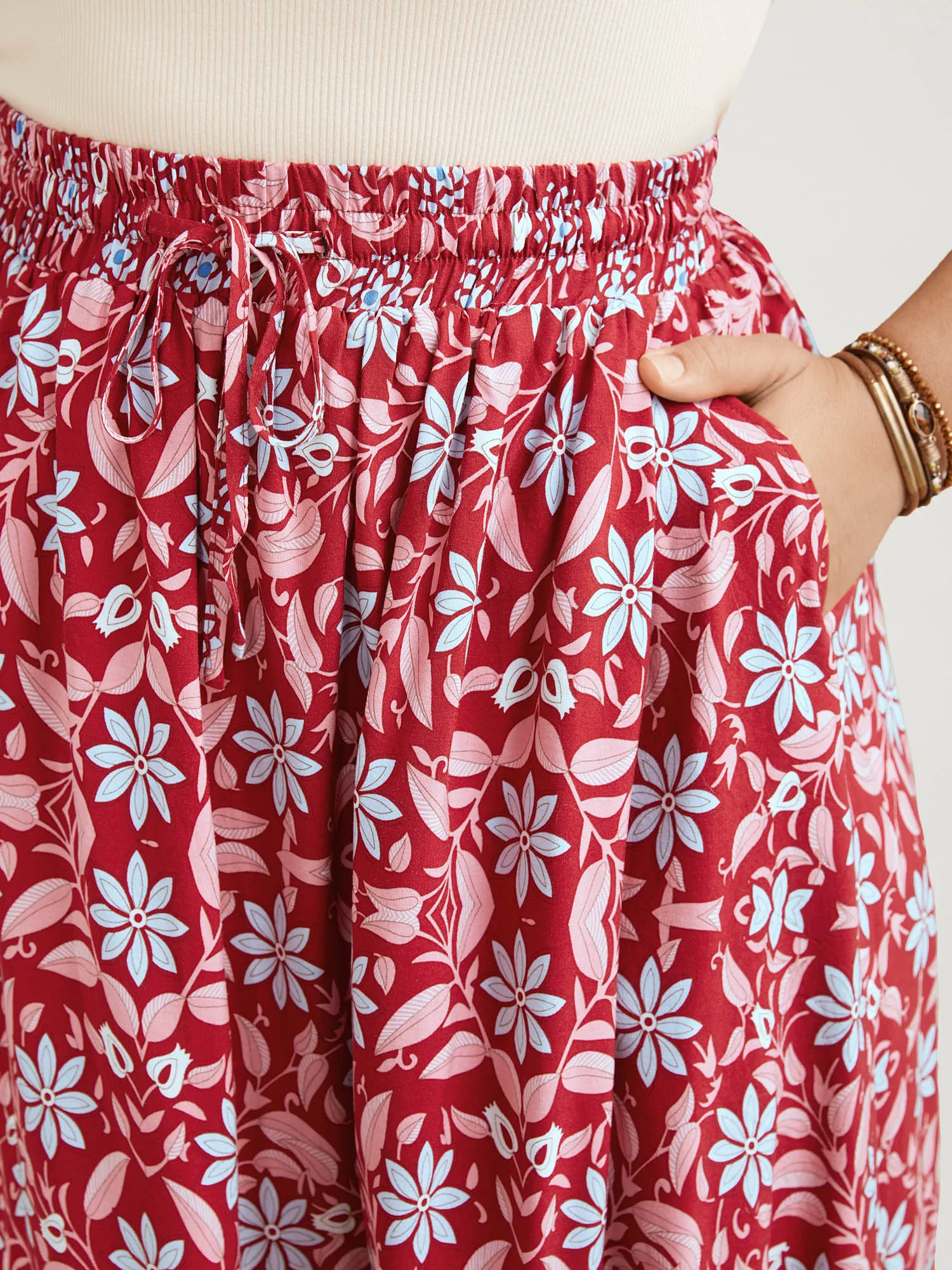 Spring Floral Fusion Panelled Tiered Skirt sold by Bloomchic product image thumbnail 3