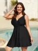 Cut-Out Surplice Neck Webbed Swim Dress sold by Bloomchic