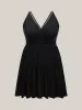 Cut-Out Surplice Neck Webbed Swim Dress sold by Bloomchic