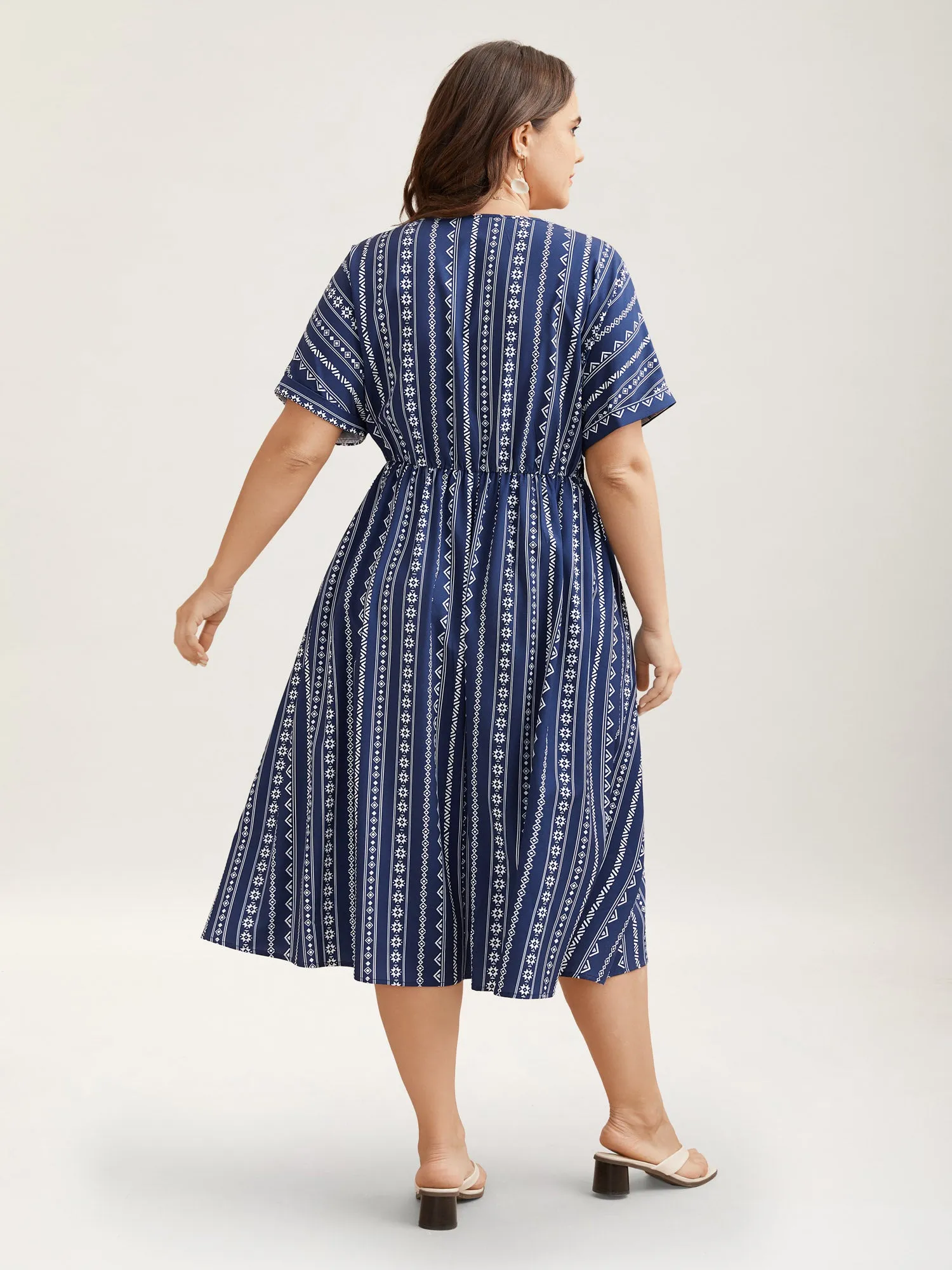 Striped Waist-Cinched Dolman Sleeve Midi Dress sold by Bloomchic product image thumbnail 4