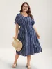 Striped Waist-Cinched Dolman Sleeve Midi Dress sold by Bloomchic