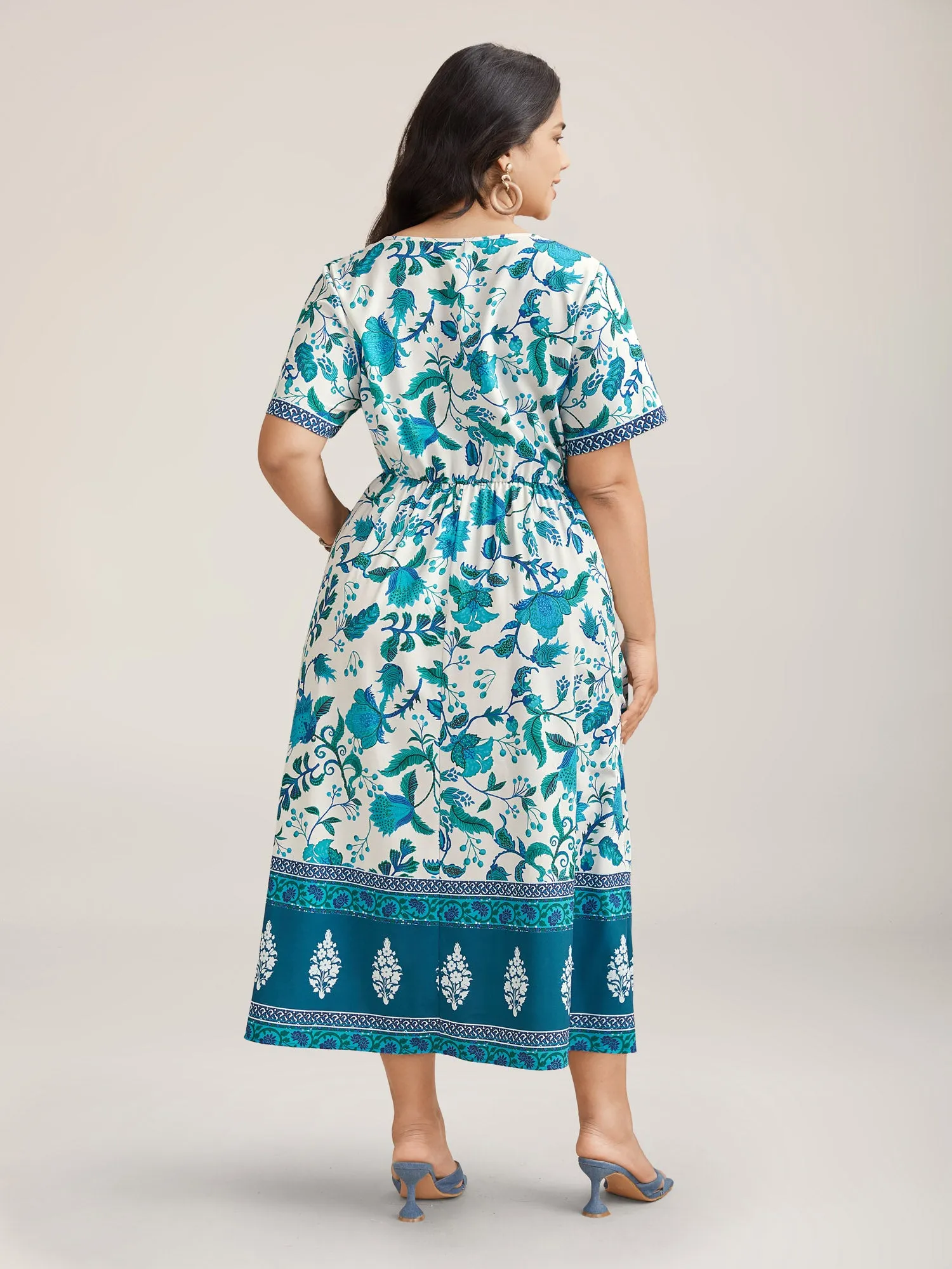 Boho Print Notched Collar Midi Dress sold by Bloomchic product image thumbnail 4