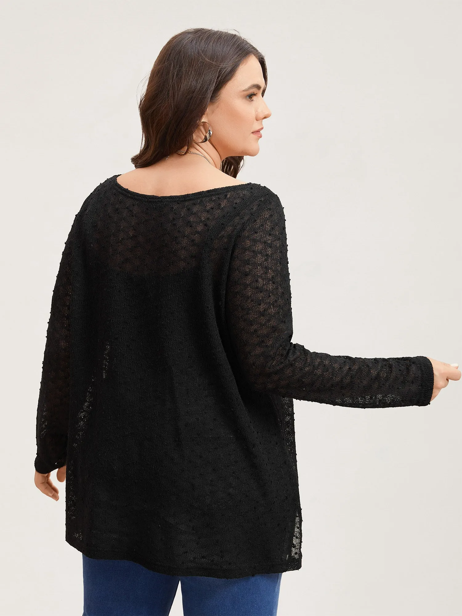 Sheer Textured Dual Style Shoulder Top sold by Bloomchic product image thumbnail 5