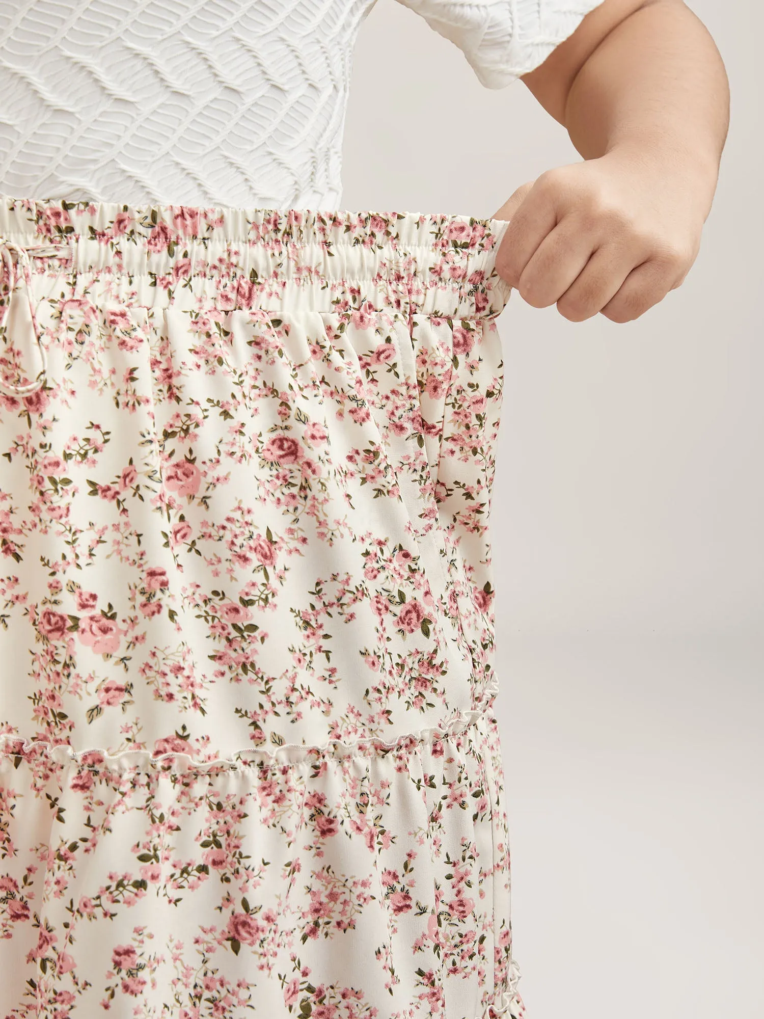 Ditsy Floral Print Waist-Tie Midi Skirt sold by Bloomchic product image thumbnail 4