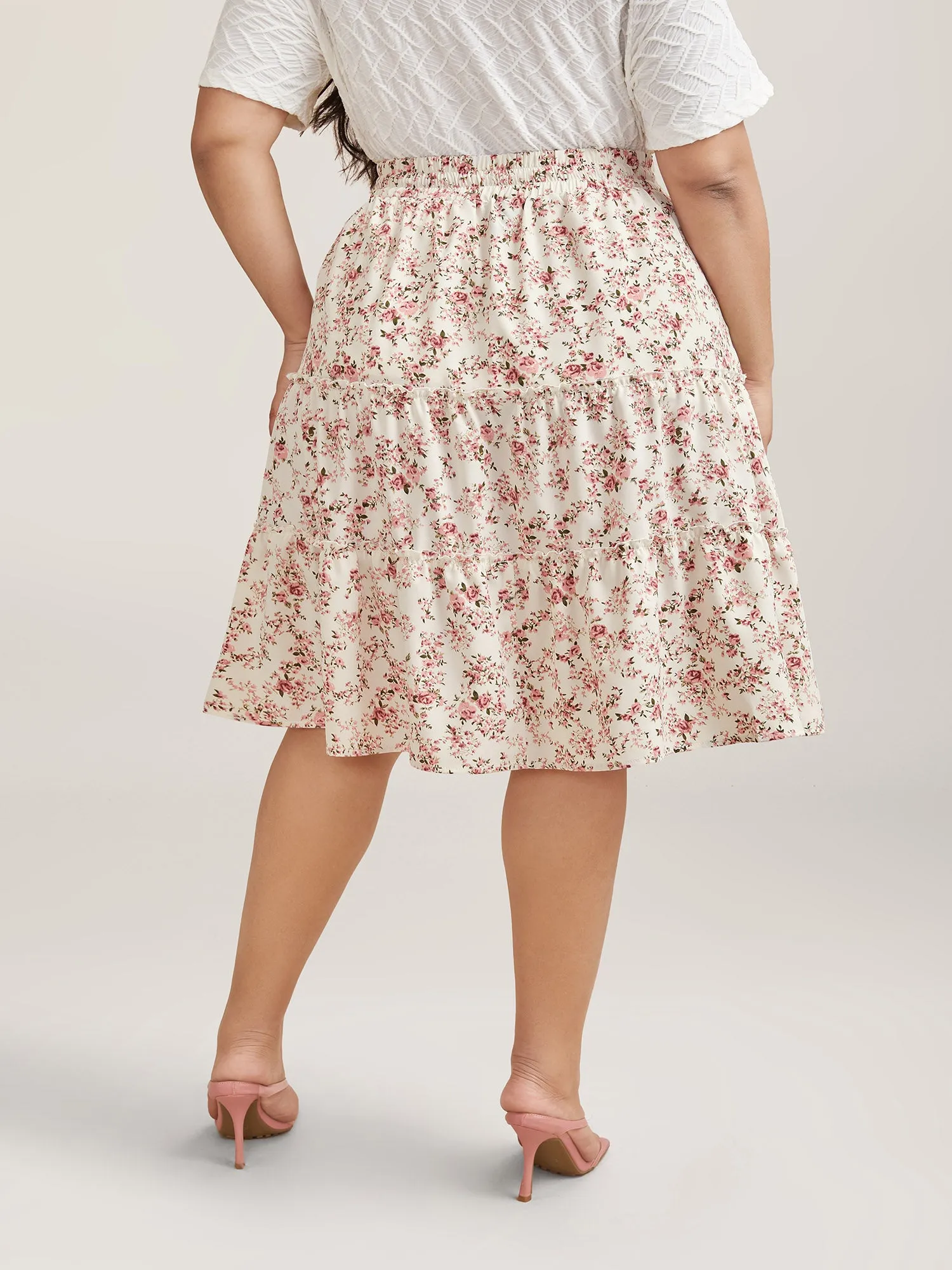 Ditsy Floral Print Waist-Tie Midi Skirt sold by Bloomchic product image thumbnail 5
