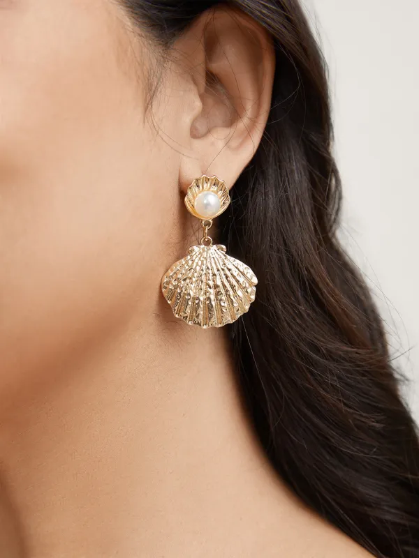Shell Pearl Vacation Drop Earrings sold by Bloomchic