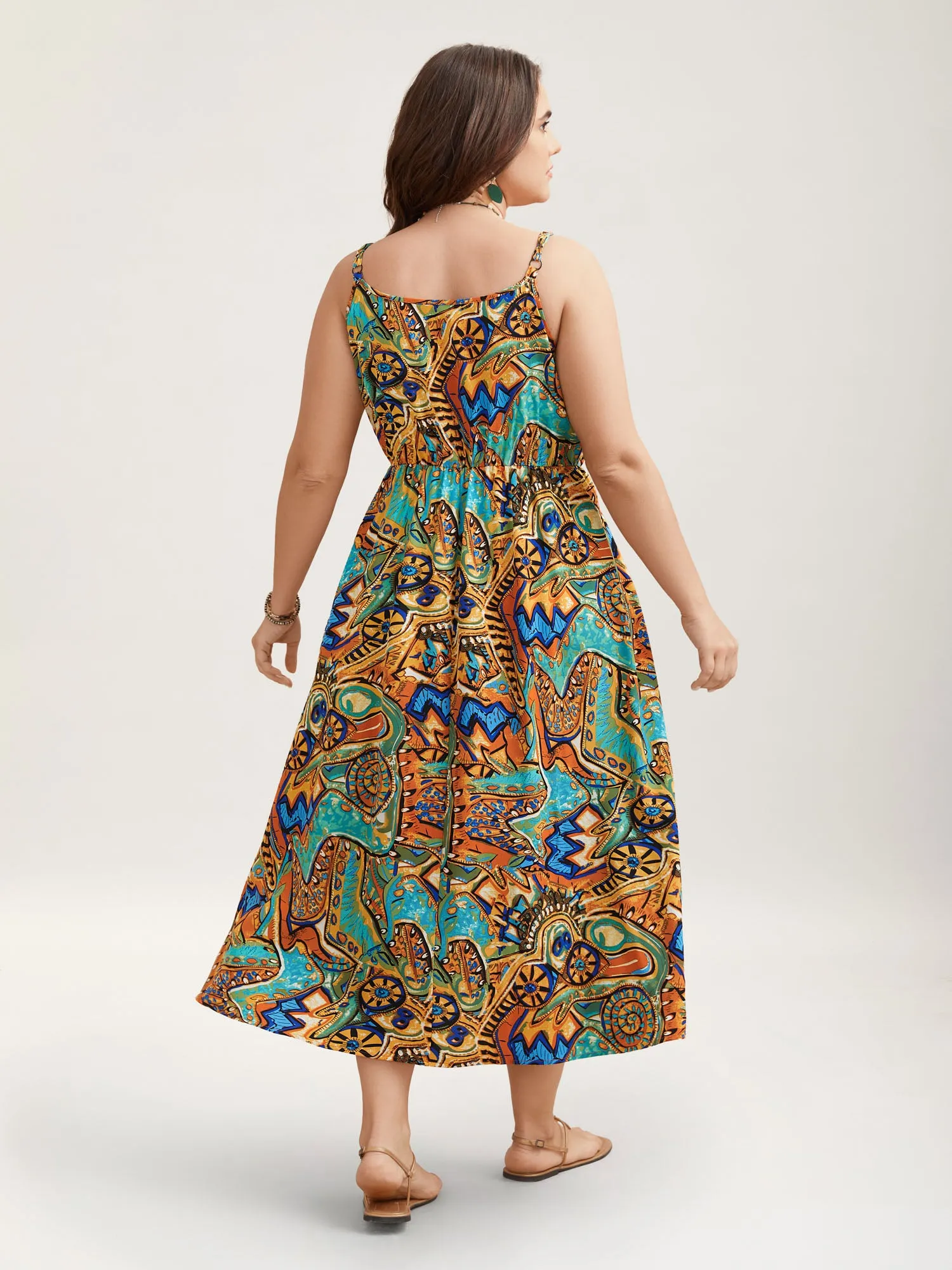 Boho Print Stretchy Waist Pockets Maxi Dress sold by Bloomchic product image thumbnail 4