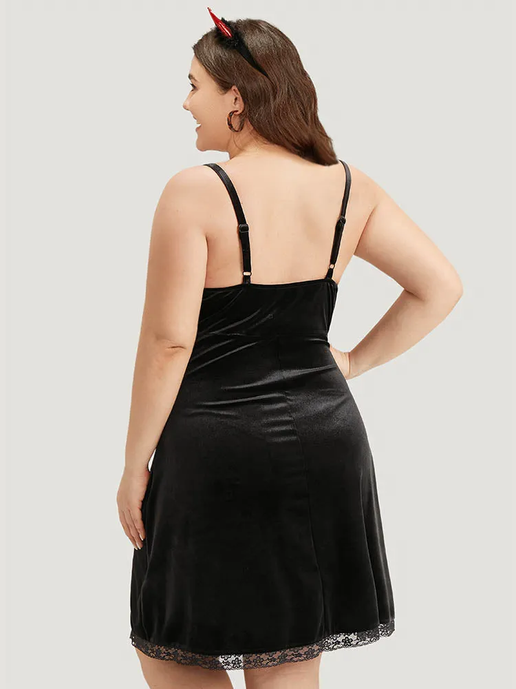 Halloween Plain Guipure Lace Split Side Sleep Cami Dress sold by Bloomchic product image thumbnail 5