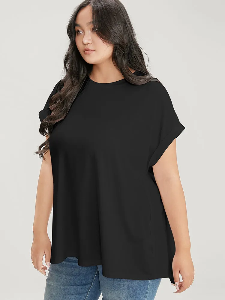 Solid Round Neck Crossover Back T-shirt sold by Bloomchic product image thumbnail 4