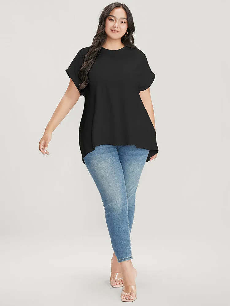 Solid Round Neck Crossover Back T-shirt sold by Bloomchic product image thumbnail 3