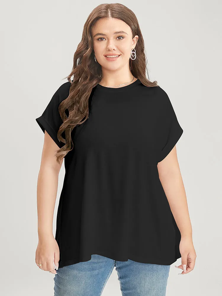 Solid Round Neck Crossover Back T-shirt sold by Bloomchic product image thumbnail 2