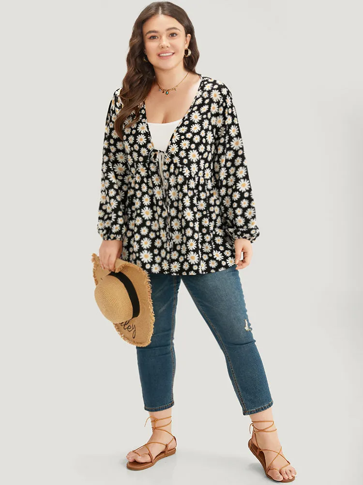 Daisy Floral Ties Front Elastic Cuffs Kimono sold by Bloomchic product image thumbnail 4