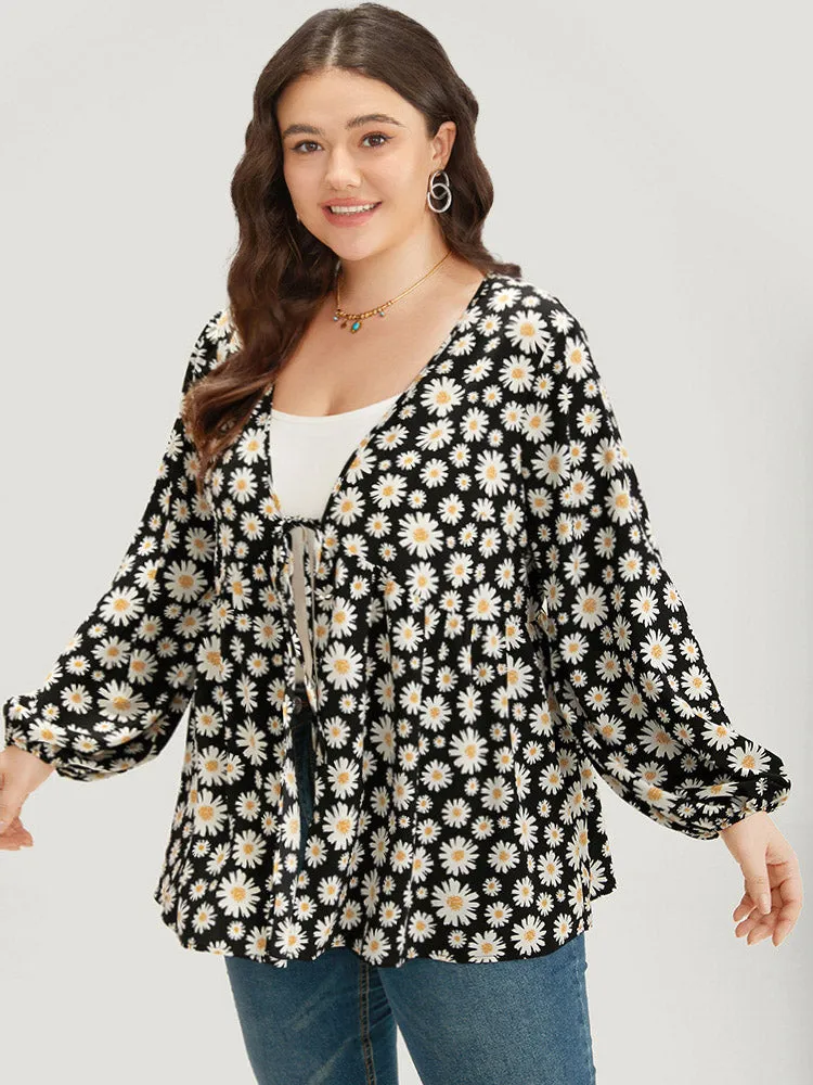 Daisy Floral Ties Front Elastic Cuffs Kimono sold by Bloomchic product image thumbnail 3