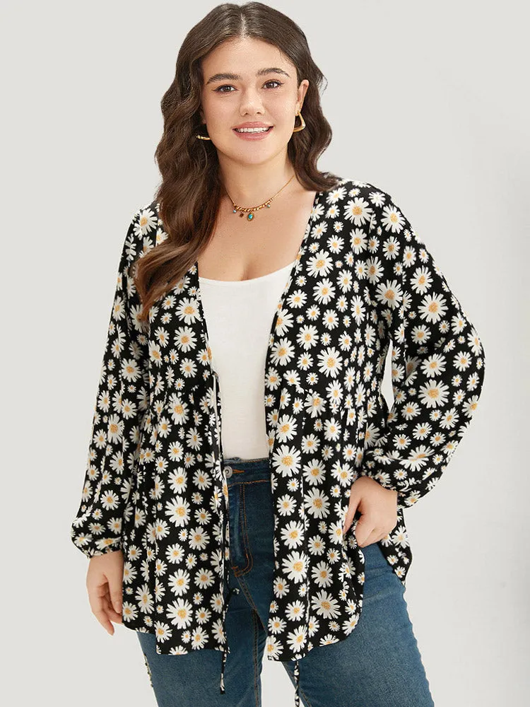 Daisy Floral Ties Front Elastic Cuffs Kimono sold by Bloomchic product image thumbnail 5