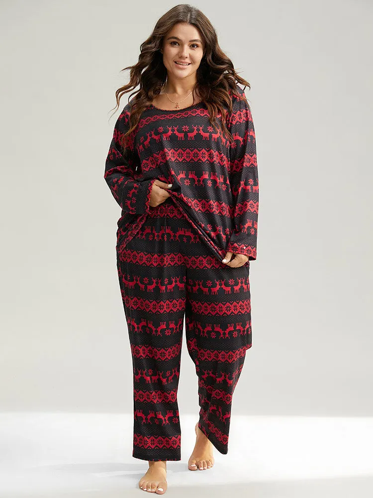 Christmas Elk Print Round Neck Sleep Top sold by Bloomchic product image thumbnail 4