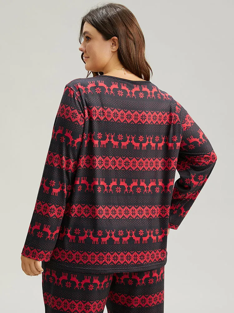 Christmas Elk Print Round Neck Sleep Top sold by Bloomchic product image thumbnail 2