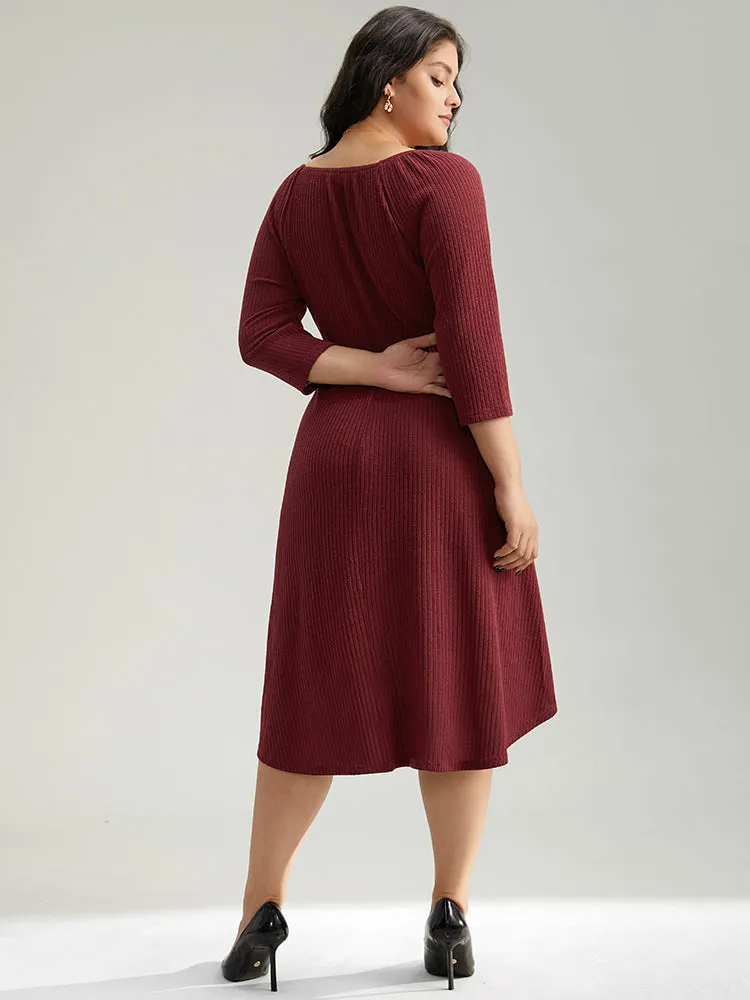 Solid Rib Knit Lace Insert Dress sold by Bloomchic product image thumbnail 3