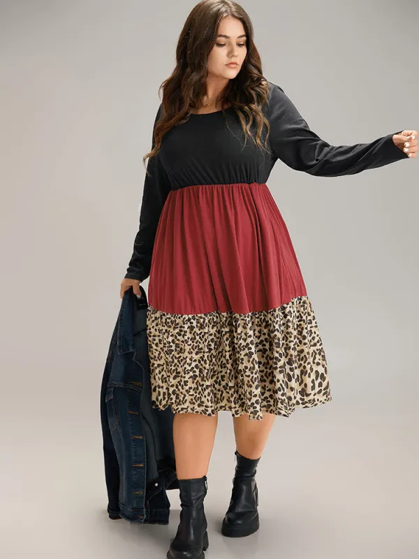 Supersoft Essentials Colorblock Contrast Leopard Dress sold by Bloomchic