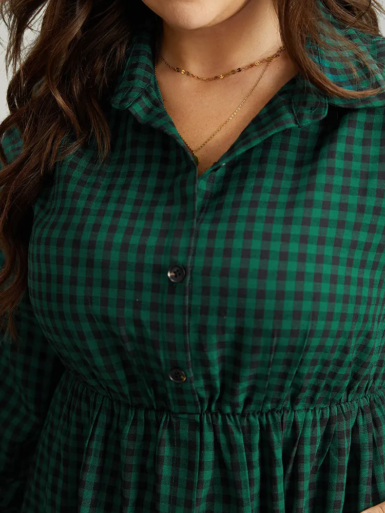 Gingham Pocket Button Up Elastic Waist Dress sold by Bloomchic product image thumbnail 5