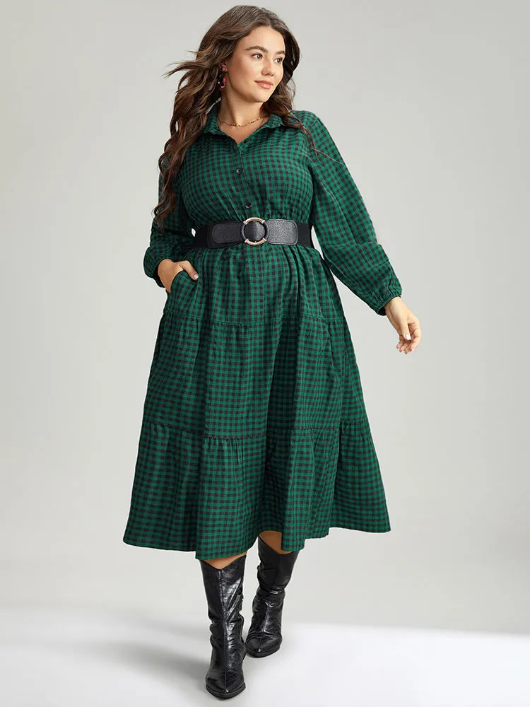 Gingham Pocket Button Up Elastic Waist Dress sold by Bloomchic product image thumbnail 4