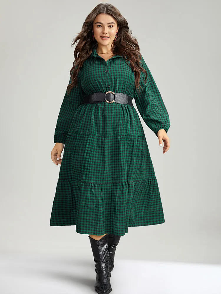 Gingham Pocket Button Up Elastic Waist Dress sold by Bloomchic