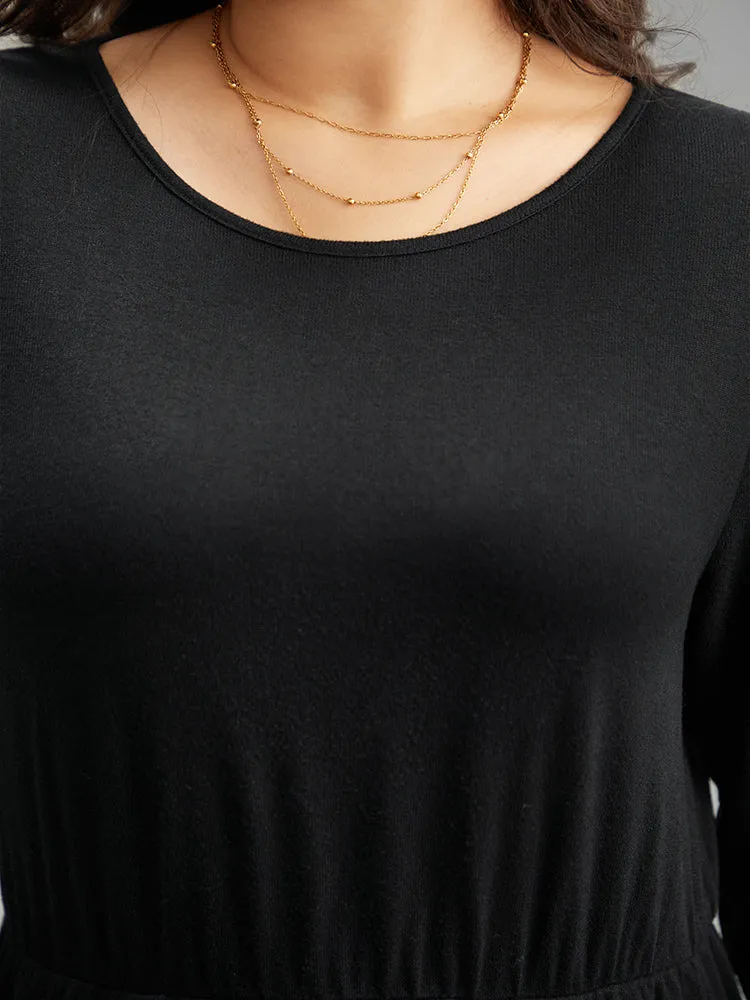 Striped Patchwork Contrast Crew Neck Dress sold by Bloomchic product image thumbnail 5