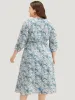 Ditsy Floral Pleated Detail Lantern Sleeve Dress sold by Bloomchic