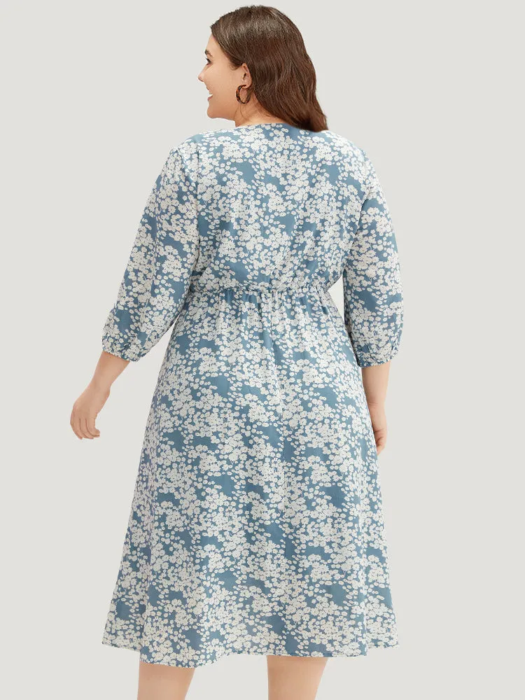 Ditsy Floral Pleated Detail Lantern Sleeve Dress sold by Bloomchic product image thumbnail 2