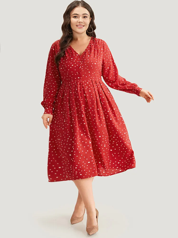 Polka Dot Button Detail Pleated Dress sold by Bloomchic product image thumbnail 2