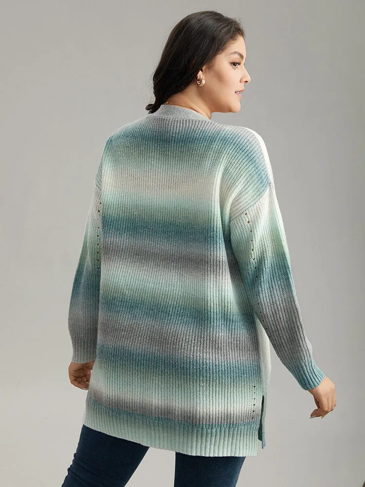 Ombre Split Side Open Front Cardigan sold by Bloomchic product image thumbnail 2