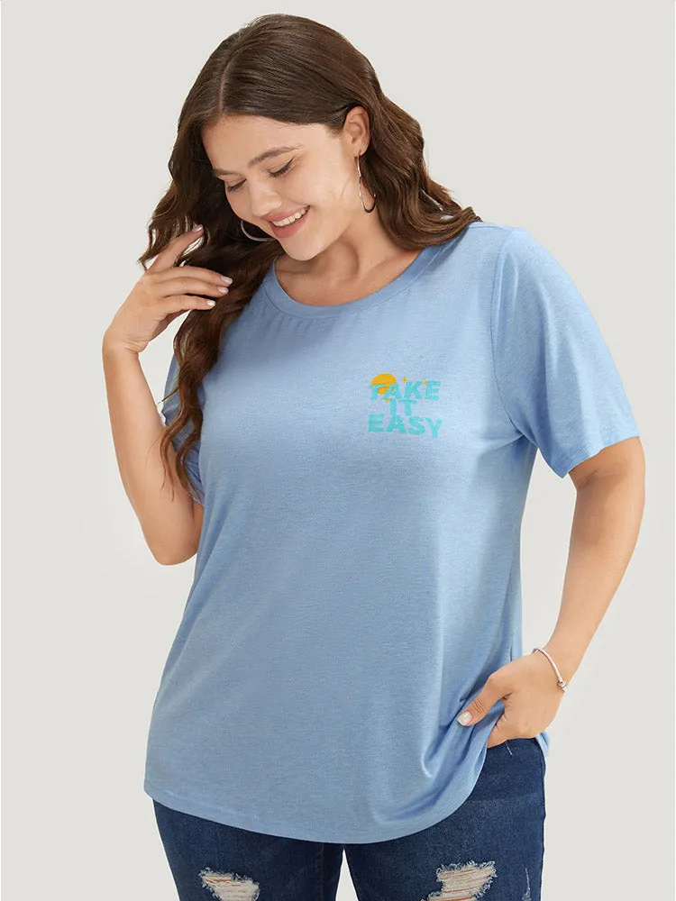 Slogan Print Short Sleeve T-shirt sold by Bloomchic product image thumbnail 2