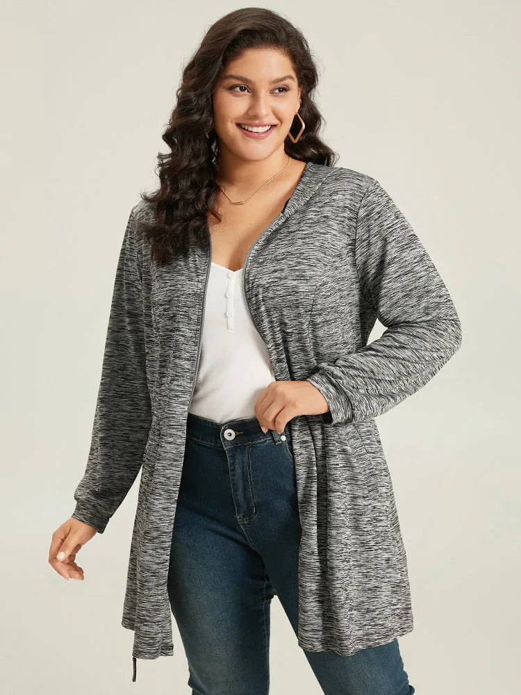 Plain Heather Zipper Pocket Hooded Jacket sold by Bloomchic product image thumbnail 3