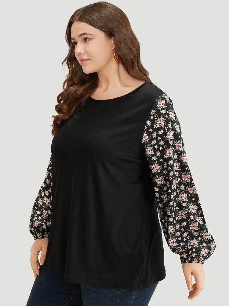 Crew Neck Patchwork Ditsy Floral T-shirt sold by Bloomchic product image thumbnail 3