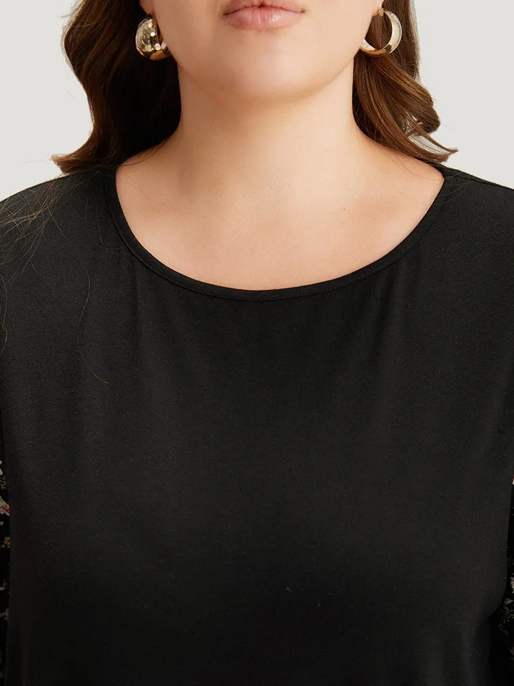 Crew Neck Patchwork Ditsy Floral T-shirt sold by Bloomchic product image thumbnail 5