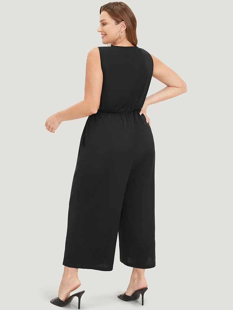 Solid Lace Mesh Pocket Sleeveless Jumpsuit sold by Bloomchic product image thumbnail 2