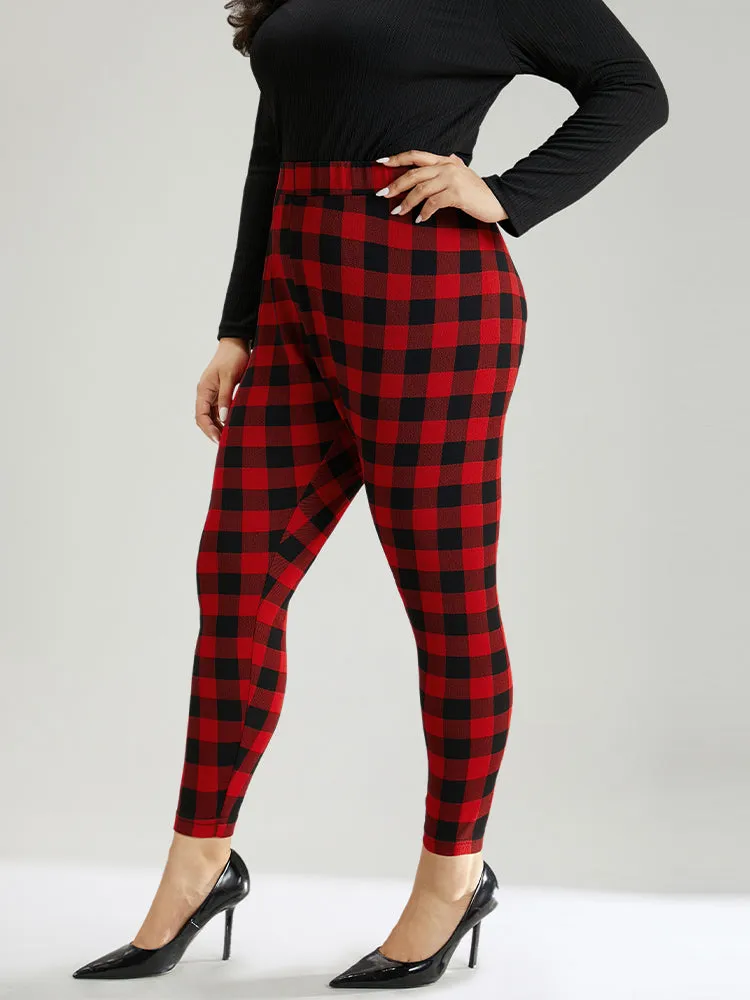 Plaid Elastic Waist High Rise Skinny Leggings sold by Bloomchic