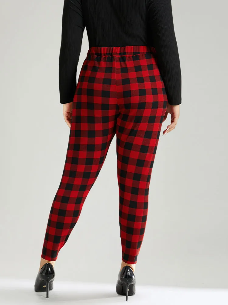 Plaid Elastic Waist High Rise Skinny Leggings sold by Bloomchic product image thumbnail 3