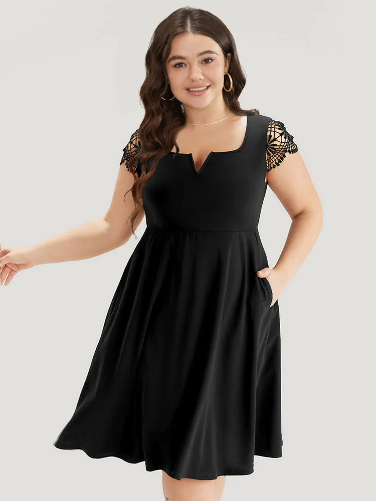 Solid Notched Pocket Cut Out Patchwork Dress sold by Bloomchic product image thumbnail 2