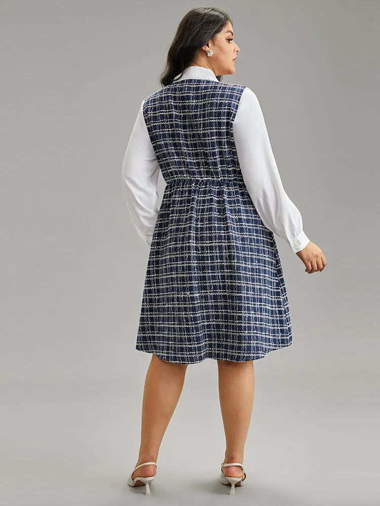 Plaid Patchwork Pocket Button Detail Ties Dress sold by Bloomchic product image thumbnail 2