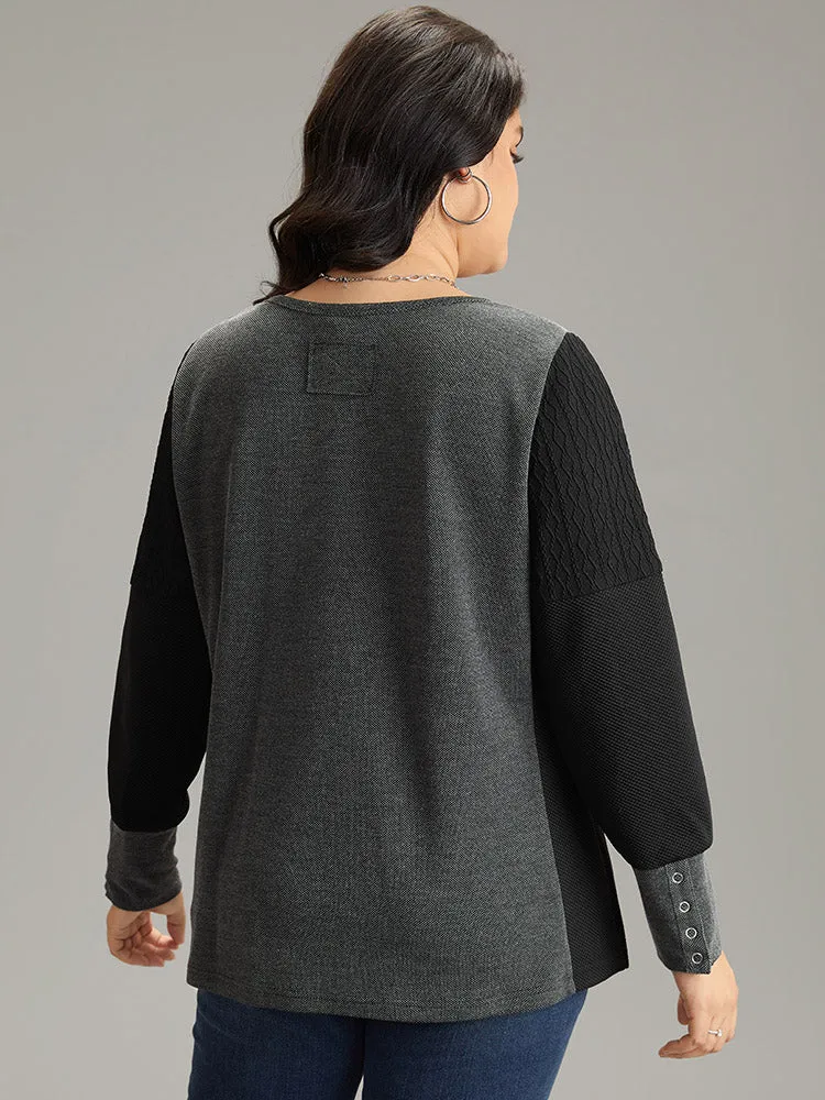 Plisse Patchwork Two Tone Button Up T-shirt sold by Bloomchic product image thumbnail 5