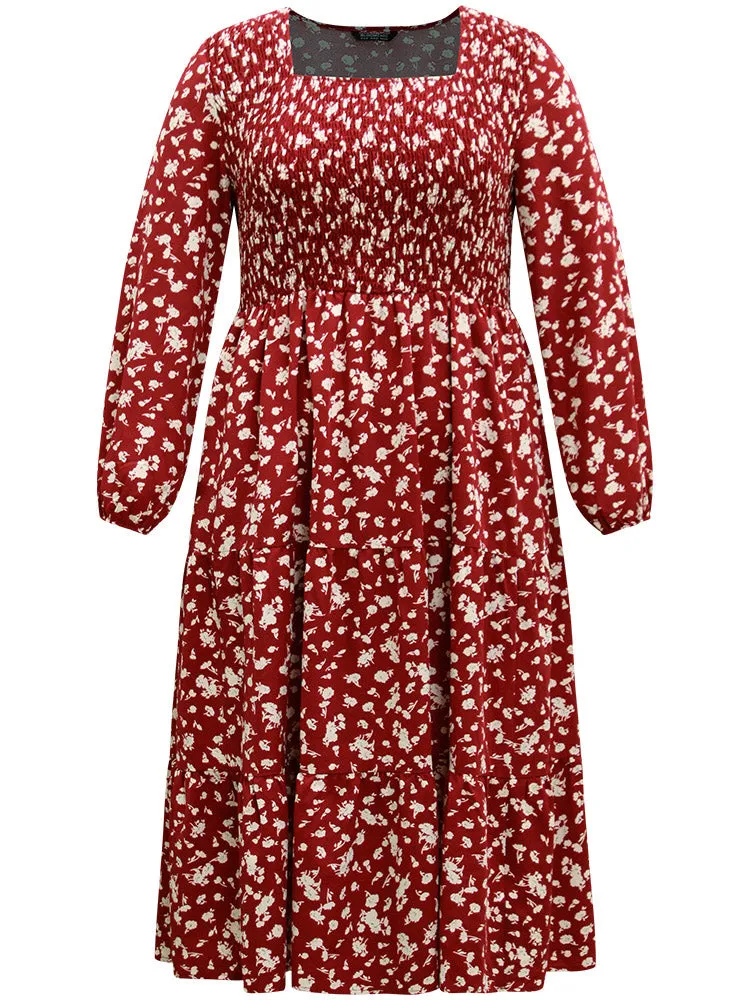 Ditsy Floral Square Neck Shirred Gathered Dress sold by Bloomchic product image thumbnail 5
