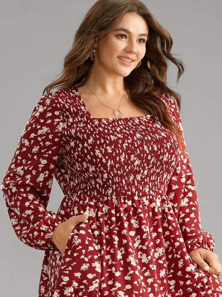 Ditsy Floral Square Neck Shirred Gathered Dress sold by Bloomchic product image thumbnail 4