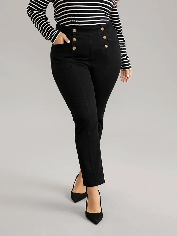 High Stretch Skinny Metal Detail Jeans sold by Bloomchic