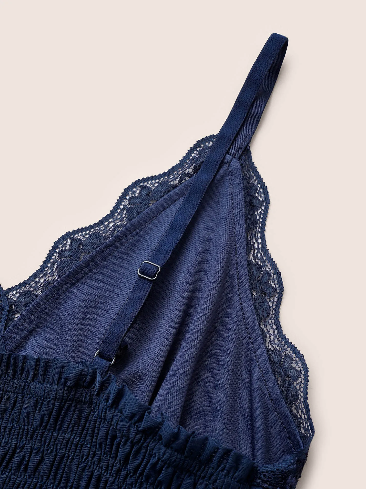 Guipure Lace Shirred Mesh Cami Sleep Dress sold by Bloomchic product image thumbnail 5